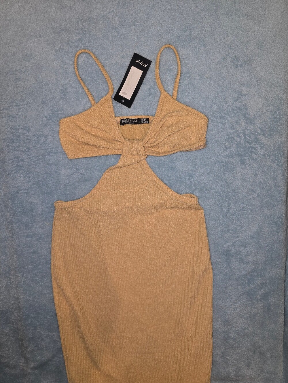 Nasty Gal Size S Taupe Cutout Ribbed Midi Dress